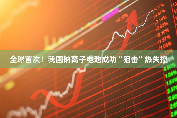 全球首次！我国钠离子电池成功“狙击”热失控